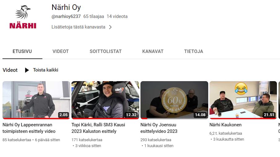 Närhi Oy Youtube kanava